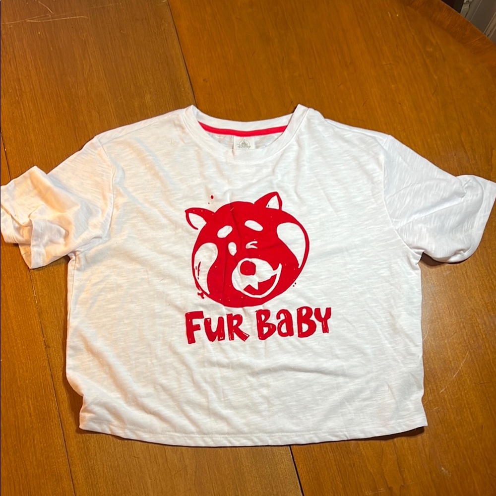 Disney Turning Red Fur Baby Crop Top White T-Shirt